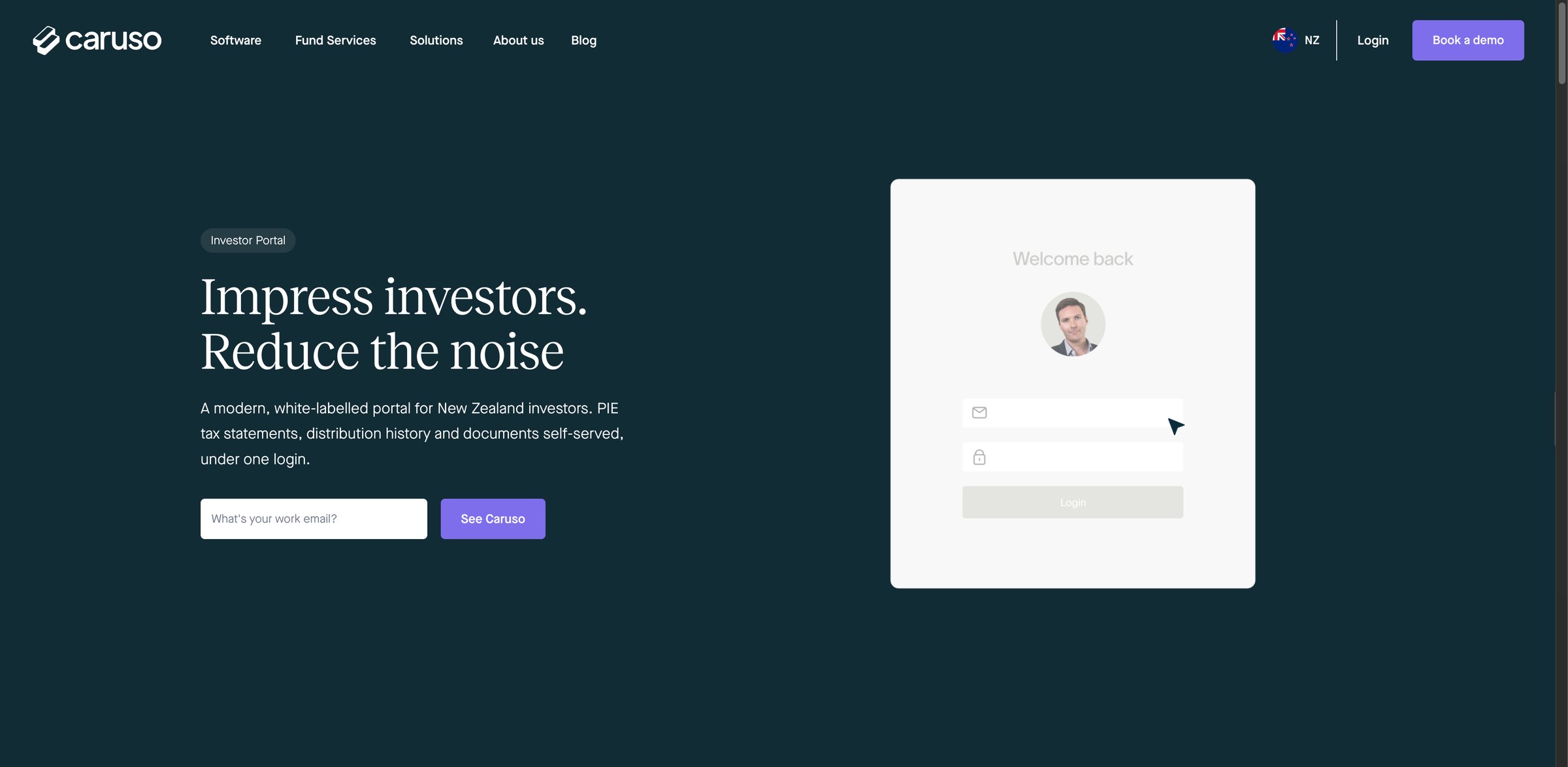 Caruso investor portal: white-labelled login for New Zealand investors