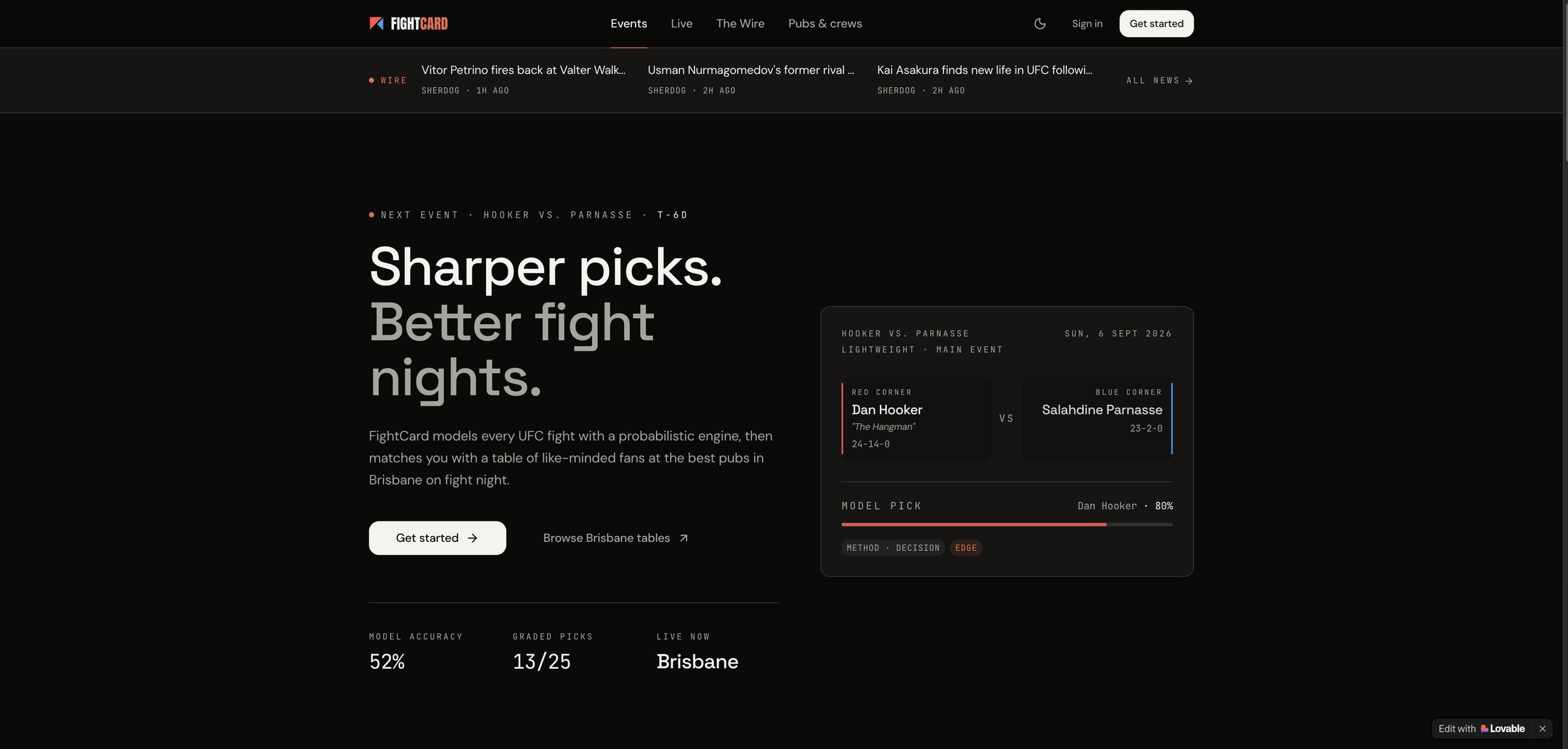 FightCard homepage: Sharper picks. Better fight nights.