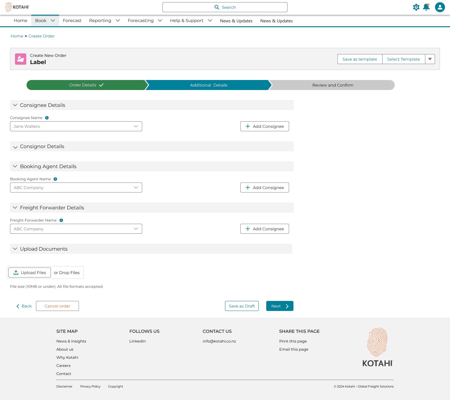 View Order screen